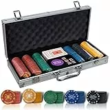 CCLIFE Pokerset Profi 300 500 PCS Pokerspiel inkl. Pokerkoffer Pokerdecks Dealer Button Poker Set Pokerchips Tischauflage Spielmatte