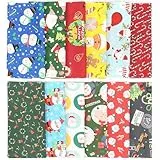 HO2NLE 12 Stück Weihnachten Baumwoll Stoff Quadrate 50 x 50cm Weihnachtsstoffe Stoff Patchwork Weihnachten zum Nähen DIY Basteln Handwerken