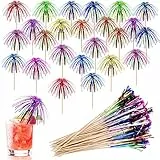 OMIGA Cocktail Deko Cocktailspieße 100 Stück Cocktail Picks Feuerwerk Sticks Eislametta Cocktailspieße für Party Dekorationen Zahnstocher Palme Geburtstagsbars Supplies Mehrfarbig