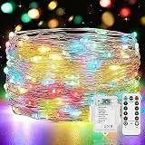 Vacoulery Lichterkette Mit Batterie 12M 12 LED - 8 Modi Timer Und Fernbedienung - Für Zimmer, Terrasse, Innen Außen Dekoration (Bunt)