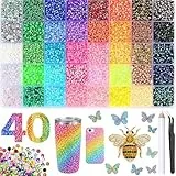 32000 Stück Strasssteinen aus Kunstharz 3mm Mehrfarbig Flache Runde Jelly Strasssteine Geeignet für Nailart Gesichtsbemalung Kostüme und Andere DIY Kreationen