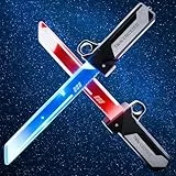 2 Stück Schwert mit LED Licht,Lichtschwert Einziehbare Lichtschwerter,Beleuchtete Schwerter,Laserschwert für Halloween Weihnachten Cosplay Themenparty