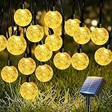 btfarm 10M Solar Lichterkette Aussen, LED Kristall Kugeln Solarlichterkette Außen Wetterfest IP65 Wasserdicht, 8 Modi Lichterketten Outdoor für Balkon Garten Party Weihnachten Deko, Warmweiß