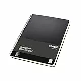 SIGEL CO822 Premium Spiralblock A5 kariert schwarz 80 Blatt, sehr stabiler Hardcover-Einband, Einsteckfach, aus nachhaltigem Papier, Conceptum Notizblock