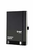 Sigel CO121 Notizbuch A5 kariert schwarz, Hardcover, 194 nummerierte Seiten, nachhaltiges Papier, mit Inhaltsverzeichnis, Stiftschlaufe, Falttasche, Gummibandverschluss, Conceptum