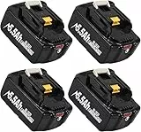4X 18V 5500mAh Ersatzakku für Ma-Kita BL1850B BL1850 BL1830B BL1830 BL1860B BL1860 BL1840 BL1835 BL1845 BL1820 LXT-400 Werkzeugakkus with LED Indikator