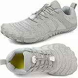 Barfußschuhe Herren Damen Breite Barfussschuhe Traillaufschuhe Weit Five Finger Zehenschuhe Minimalistische Zero-Drop Sohlen Wanderschuhe Fitnessschuhe Komfort Leicht Laufschuhe Unisex(Grau 40EU)