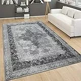 Paco Home Teppich Wohnzimmer, Flur Läufer in versch. Designs, Farben u. Größen, Kurzflor, Grösse:120x170 cm, Farbe:Grau 10