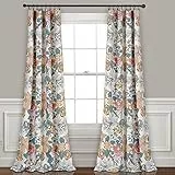 Lush Decor Sydney Vorhänge | Blumenmuster Garten Raum Verdunkelung Fensterpaneel-Set für Wohnzimmer, Esszimmer, Schlafzimmer (Paar), 213,4 x 132,1 cm, Blau und Gelb, L, Blau und Gelb