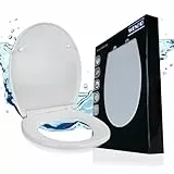 WENKO Toilettendeckel mit Absenkautomatik, oval, belastbar bis 175 kg, Klodeckel aus antibakteriellem, stabilem Duroplast, widerstandsfähig gegen Kratzer, einfache Montage, Mod. Vorno Neo, weiß