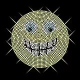 Luxflair© Strassstein Motiv Emoji Lachen, cooles Strass Bügelbild ca. 12,2 x 12,2cm groß inkl. Anleitung zum einfachen Veredeln von Textilien. Auch als Rhinestone Hotfix Transfer bekannt.