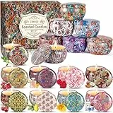 ZHHGOO Duftkerze Set,16 Teiliges Natürliches Sojawachs Duftkerzen Set,Aromatherapie Kerzen,Tragbare Reisekerzen Entspannung Geschenk für Frauen Geburtstag,Weihnachten, Yoga, Massage