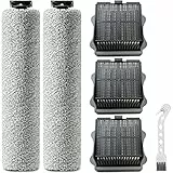 QAQGEAR Ersatz Multiflächen-Bürstenrolle und Vakuumfilter für Tineco iFloor 3 / Floor One S3 Nass-und Trockensauger (2 Bürstenwalzen + 3 Filter + 1 Reinigungsbürste)