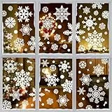 BBLIKE 230 Pcs Fensterbilder Weihnachten, Fensterbilder Weihnachten Selbstklebend, Weihnachtsfensterbilder mit schneeflocken, Weihnachtsbilder Fenster für Glastüren, Tür, Window, Weihnachten, Advent