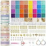 Amteker 16000 Perlen für Armbänder 3mm, Armbänder Selber Machen 32 Farben, Bastelset Kinder ab 4 6 Jahre, Schmuck Basteln Geschenk Mädchen 4-12 Jahre, Einschulung Mädchen, Kleine Geschenke für Kinder