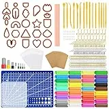 Jeesblsy Polymer Ton Ausstecher Ohrringe Set, 36 Farben Polymer Clay mit Ausstechformen, Modellierwerkzeug und Ohrring-Zubehör DIY für Schmuckherstellung aus Polymerton (365 Stück)