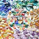AiYoYo 1KG Mosaik-Glasfliesen Unregelmäßiges kreative Mosaiksteine bunte handgeschnitten mit unbehandelten Kanten für DIY-Mosaikprojekte, Heimdekoration, Kunsthandwerk, DIY-Projekte und Hobbys