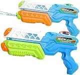 2 Pack Wasserpistole Kinder, Wasserpistole Große Reichweite mit 8–10 m Spritzweite, Wasserspritzpistole 600ml, Water Gun für Strände, Gärten, Pools, Sommerfeste Water Guns