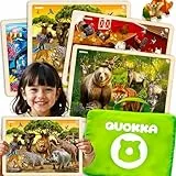 QUOKKA Spielzeug Puzzle ab 3 4 5 Jahre - 4x48 Holzpuzzle Spiele für Kinder - Geschenk Kinderspielzeug für Mädchen and Junge ab 6 7 mit Realistische Tiere