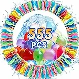Funnity Wasserbombem Selbstschließend, 555 Stück Wasserballons, 60 Sekunden Schnellfüller, Wasser Luftballons mit 4 Wasserhahn Anschluss, Bunt Water Balloons, für Wasserspiele, Sommer Draussen