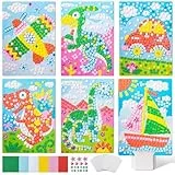 Tenare 6 Stück Frühling Mosaik Bastelset für Kinder Mosaik Aufkleber Set Mosaik Klebebilder für Mädchen Junge Selbstklebendes Kreativset für Kindergeburtstag Geschenk Party Beschäftigung (Niedlich)
