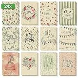 SIGEL DS702 Geburtstags-Postkarten-Set, 24 Stück, 'Happy Grassy Birthday', A6, 12 unterschiedliche Geburtstagskarten aus nachhaltigem Graskarton, aus nachhaltigem Papier