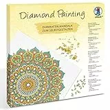Ursus 43520007F - Diamond Painting Mandala Set 7, Bastelset mit Steinchen in Mint-, Orange- und Gelbtönen zum Selbstgestalten, eine Leinwand ca. 30 x 30 x 1,5 cm groß