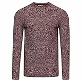 riverso Herren Pullover RIVOskar Rundhalsausschnitt Regular Basic Strickpullover Sweatshirt 100% Baumwolle Feinstrick Pulli Langarm Einfarbig Rot 5XL, Größe:5XL, Farbe:Dark Red (15400)