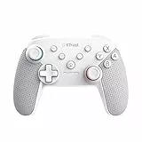 Trust Gaming GXT 1246W Muta Bluetooth Nintendo Switch Controller, Gaming Controller mit Play-and-Charge-Kabel, Dual-Shock-Vibration, 15h Spielzeit, Aufladbarer Akku, für Switch Lite, OLED, Weiß