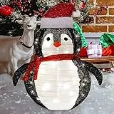 Umikk LED Weihnachts Pinguin Weihnachtsdeko,60x40cm Licht Weihnachtsdeko Weihnachtsmann Schneemann Pinguin Figur mit 40 LEDs Lichterkette Weihnachten,für Innen und Außen Winterdekoration