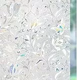 rabbitgoo Fensterfolie Selbsthaftend Blickdicht Sichtschutzfolie Fenster 3D Fensterfolie Glasfolie Dekofolie Statisch Haftend Blumen Tulpe 30x200cm