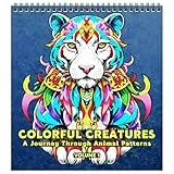 FUNLAVIE Mandala Malbuch Tiere für Erwachsene - 32 Entspannende Mandala Designs, Anti-Stress Ausmalbuch für Erwachsene mit Spiralbindung, Achtsamkeit & Stressabbau –Bunte Tiere，Format 25 * 23 cm