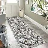 Enyhom Teppich Läufer Flur Küche 60 x 180 cm, Waschbar Flauschig Weich Läufer, Vintage Luxuriös rutschfeste Küchenläufer Hochwertig Kurzflor Fußmatte für Innen Außen Wohnzimmer Eingang