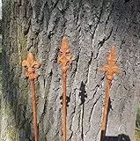 3er-Set dekorative Rankstäbe Rankhilfe verzierte Spitze Eisen Rost 115