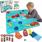 Herenear Logischer Straßenbauer für Kinder, Straßenbau Labyrinth, Großes Brett 54x54cm, Puzzle Labyrinth Brettspiele, Brettspiele ab 3 Jahre, Spiele ab 4 Jahren (Quadrat)