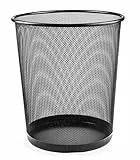 Sinoba Papierkorb Mülleimer Abfalleimer rund | 18L Mesh Papiereimer aus Metall für Büro & Kinderzimmer | 34cm Höhe | Schwarz