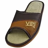 APREGGIO - Herren Hausschuhe aus Leder – Slip-On, Pantoffeln, Hausschuh Männer, Rutschfest, Zuhause Bronze -VIP gr. 43