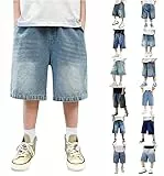 Baggy Jeans Shorts Jungen Y2K – Hip Hop Denim Shorts Teenager, Vintage Bermuda Sommer Shorts mit Weitem Bein, Lässige Streetwear Kurze Hose