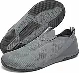 DANNTO Herren Barfußschuhe Wanderschuhe Minimalistische Sneakers Zero Drop mit Wide Toe Box Traillaufschuhe für Running Fitness(Dunkelgrau,42)