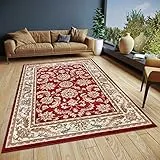 Hanse Home Reni Teppich Orientalisch – Orient Läufer klassisch dicht gewebt mit Ornamenten und Blumenmotiven Weicher Kurzflor für Schlafzimmer, Esszimmer, Wohnzimmer, Flur – Rot Creme, 80x120cm