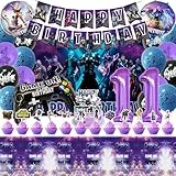 38 Stück For-nit Geburtstagsdeko 11 Jahre, Gaming Party Deko, Videospiel Geburtstag Luftballons, Geburtstag Party Set Mit Game geburtstagsbanner Game Hintergrund Thema geburtstagsparty