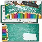Kartenversand24 Einladung zur Einschulung mit Umschlag Einladungskarten zum Schulanfang 12er Set Einladungen für Kinder Schulbeginn Junge Jungs Mädchen Schultüte Zuckertüte Schule-ingang
