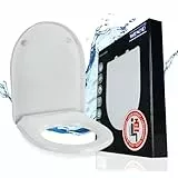 WENKO WC Sitz Mod. Sindia, mit 300 kg belastbarer Toilettensitz mit Easy-Close Absenkautomatik und hygienischer 1-Knop Fix-Clip Edelstahl-Befestigung, aus bruchsicherem Duroplast, 36,5 x 46,5 cm, Weiß