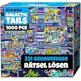 QUOKKA Puzzle 1000 Teile für Erwachsene - Galactic Tails - Hochwertige Boxverpackung mit Extra Lustigen Herausforderungen - Atemberaubendes Galaxy Hunde Puzzle - Kreatives Geschenk zur Entspannung