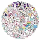 100 Einhorn Aufkleber, Wasserfeste Vinyl Stickers für Auto Motorräder Laptop Fahrrad Skateboard Snowboard Gepäck Aufkleber MacBook iPad und mehr