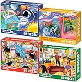 QUOKKA Puzzle ab 4 5 6 Jahre - 4x60 Teile Rahmenpuzzle Spiele für Jungen und Mädchen - Bunte Puzzle mit Vert Firefighters Eden - Geschenk Spielzeug für Kinder 3 7 Jahre