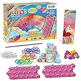 CRAZE LOOPS Rainbow Studio | Loom Bänder XXL Set mit 1300+ Gummibänder und viel Zubehör - Kinder Bastelset - Halsketten, Ringe und Armbänder selber machen