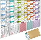 AEYAKA Jahresplaner 2026 Wandkalender Groß A1 Planer Jahreskalender Plakatkalender Wandplaner 57 cm x 87cm Deutsch mit Ferienübersicht Kalenderwochen Gefalzt Kalender