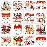 Qpout Kölner Karneval Tattoos,64pcs Köln Alaaf Hippie Rot Weiß Temporäres Gesichtstattoo,Köln Stadtwappen Wappen Schild Aufkleber Für Dom Party Straßenkarneval Festumzug Kostüme Accessoires