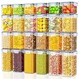 Storivo Food storage Vorratsdosen 24er Set – luftdichte Aufbewahrungsbox mit Deckel, Küchen Organizer für Mehl, Zucker, Müsli & mehr, inkl. Etiketten & Marker, für Küche & Kühlschrank, 33,6 L